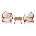 thumbnail image 3 of Christopher Knight Home 4-Piece Mid-Century Patio Chat Set, Wooden Loveseat, Club Chairs and Coffee Table, Teak+Beige, 3 of 15