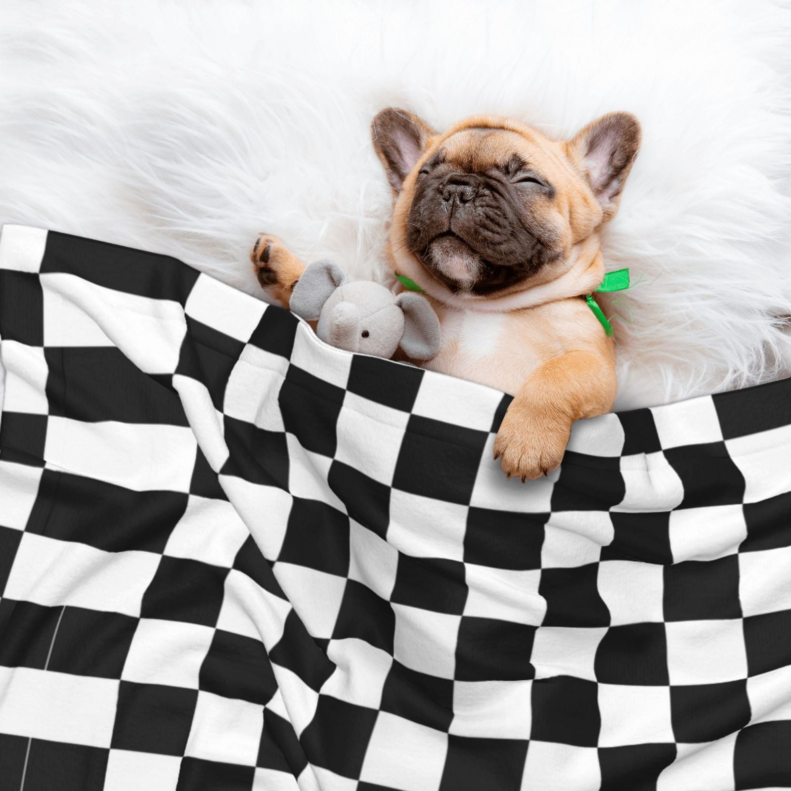 Flannel Throw Dog Blanket Black And White Checkered Soft Warm Print Pet Blankets for Small Dog Cat Puppy