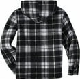 thumbnail image 2 of SPEEDRUN Mens Flannel Hoodie Plaid Jacket Fleece Sherpa Lined Full Zip Up Sweatshirt Winter Hooded Shirts Coat with 4 Pockets Black M, 2 of 5