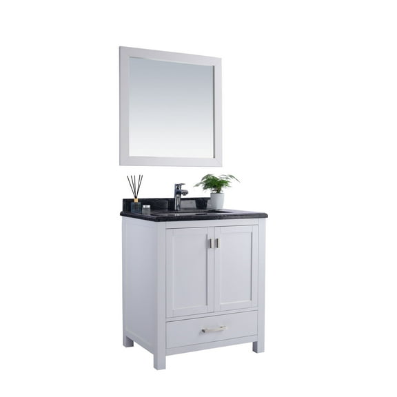 30- Inch Single Sink Bathroom Vanity With Black Wood Countertop - Laviva