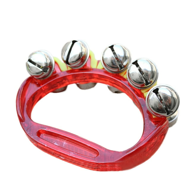 Red Plastic Hand Bell Toy Musical Instruments For Kids Color Half Ring Five Bells Sensory Learning Play