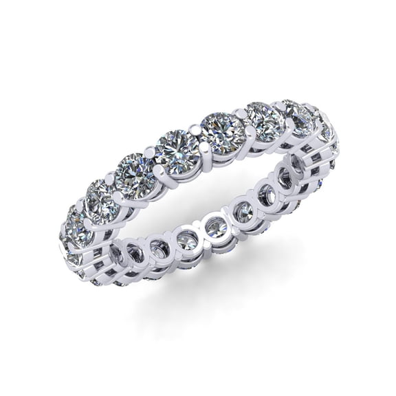 Natural 3.00Ct Round Cut Diamond Shared Prong Gallery Women's Anniversary Wedding Eternity Band Ring Solid 10k White Gold I SI2