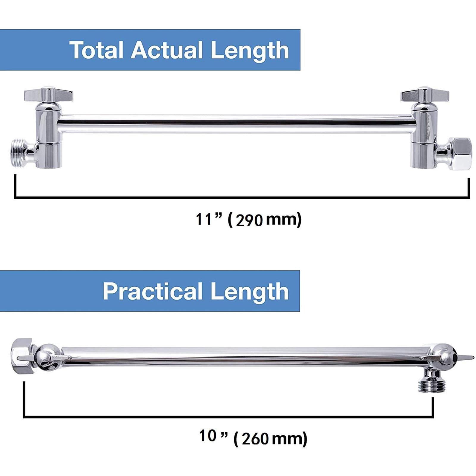 Rain Shower Head with 11 Inch Adjustable Arm, High Pressure Stainless Steel Rainfall Shower, Ultra-Thin Design, Pressure Boosting Chrome Finish