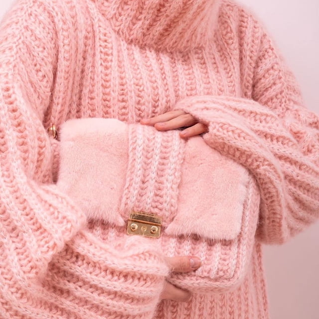 Suéter de invierno, suéter, pulóver, suéter de mujer, suéter esponjoso de manga larga, suéter de moda a prueba de frío.