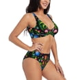 thumbnail image 2 of Wukai Roosters and Flowers Women's Bikini Set Two Piece,wimsuit High Waisted V Neck Twist Front Adjustable Spaghetti Straps Bathing Suit-Large, 2 of 7