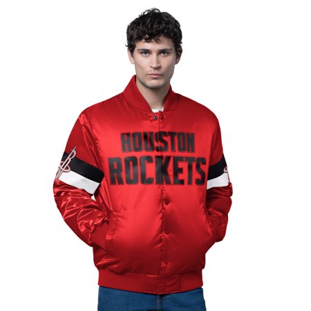 Men s Starter Red Houston Rockets Triple Option Varsity Full-Snap Satin Jacket