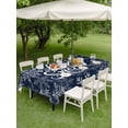 thumbnail image 3 of Outdoor Tablecloth with Umbrella Hole and Zipper, Navy Blue Christmas Rectangle Table Cloth 60x120 Inch Waterproof Tablecloth, Retro Rustic Winter Snowflakes Xmas Picnic Table Cover for Patio Camping, 3 of 7