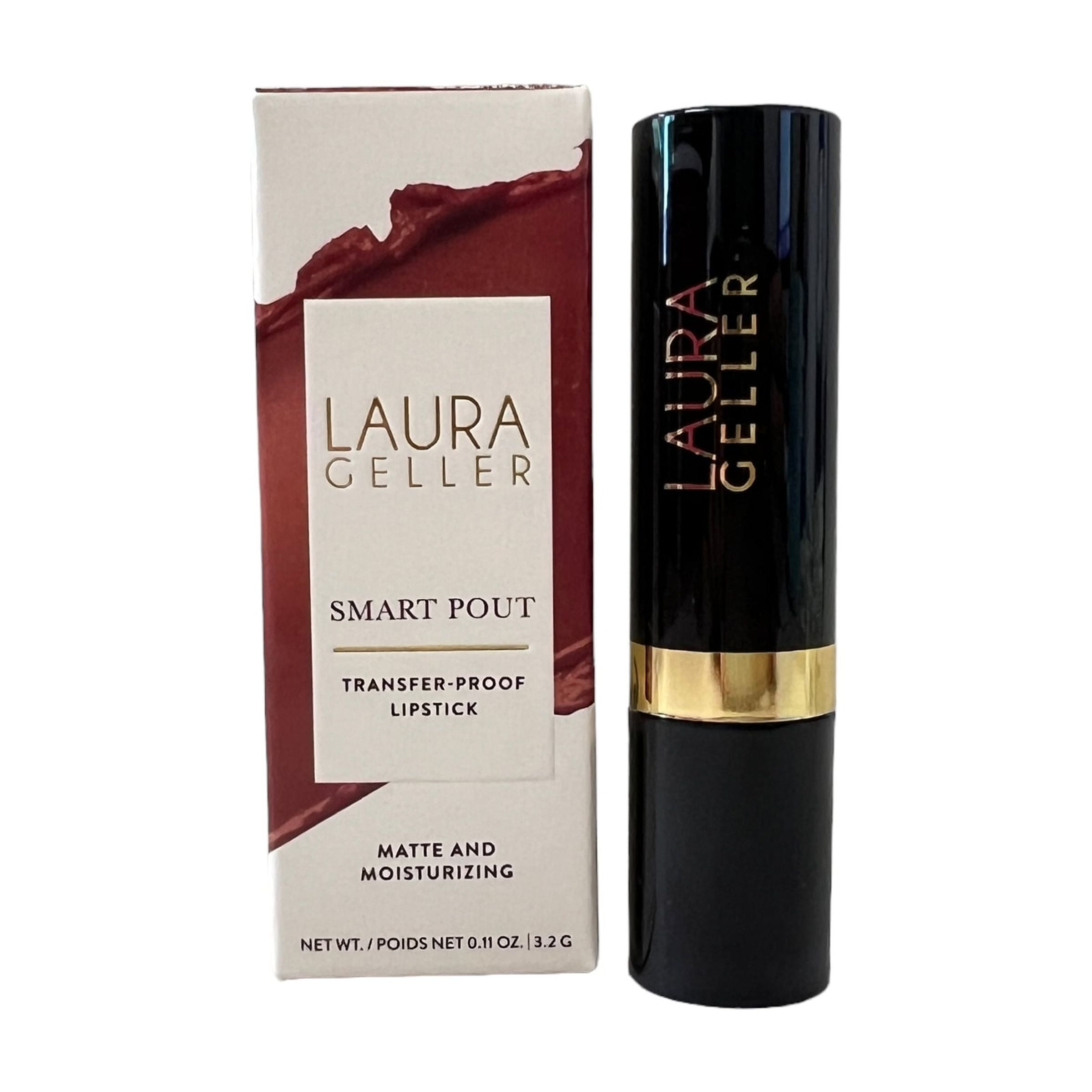 Laura Geller NEW YORK Smart Pout Transfer Proof Moisturizing Matte Lipstick, Witty, Red