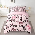 thumbnail image 2 of Manfei Animal Leopard Print 7-Piece Twin Bedding Sets for Female Men Teens,Kawaii Bow Knot Bedding Comforter Set,Dreamy Princess Breathable Sheet Sets,Breathable Home Decor,Reversible, 2 of 8