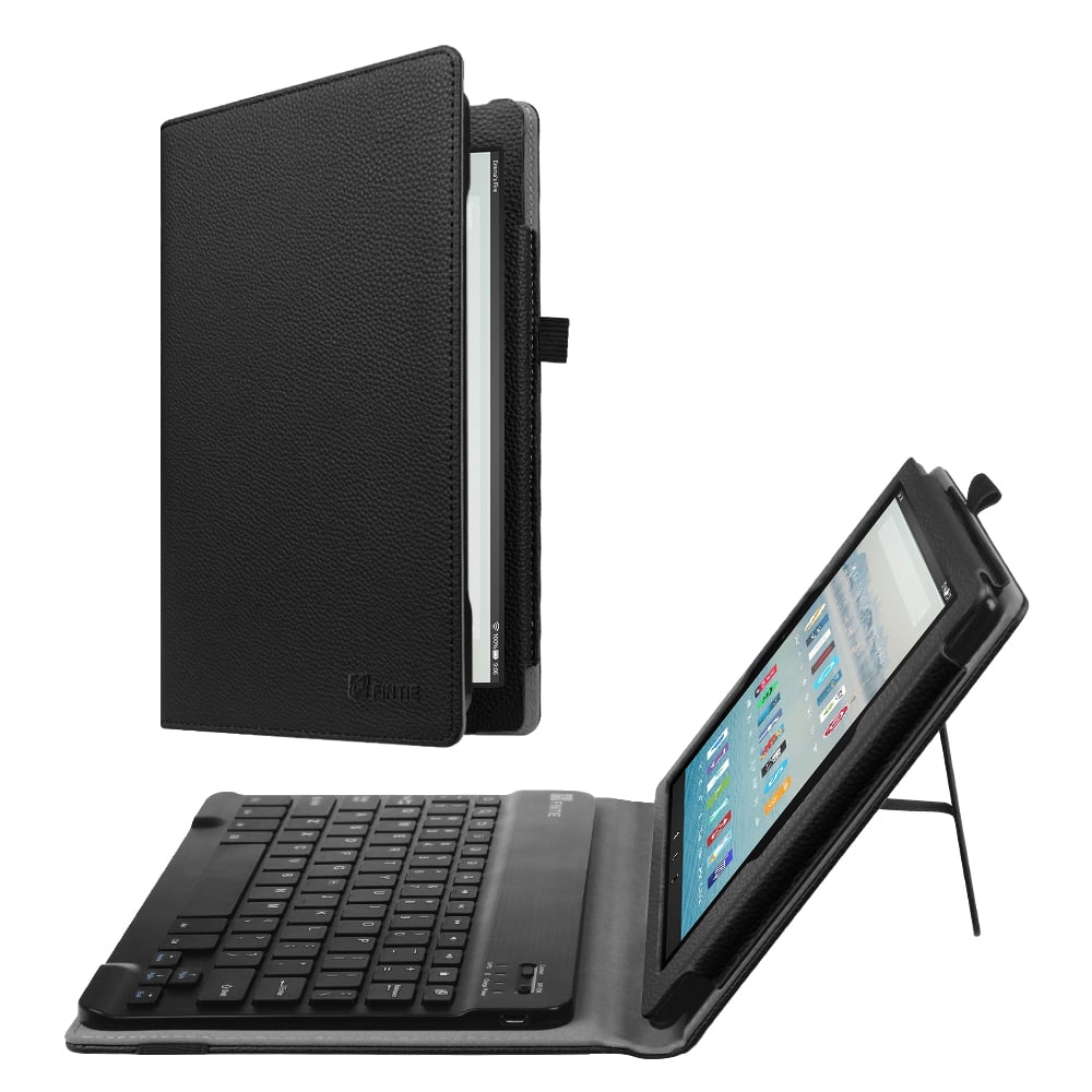 AGPTEK Keyboard Case for All-New  Fire HD 10 2019/2017 ， PU Leather Cover with Removable Wireless Bluetooth Keyboard,Black 7th Gen and 9th Gen, 2017 and 2019 Releases 
