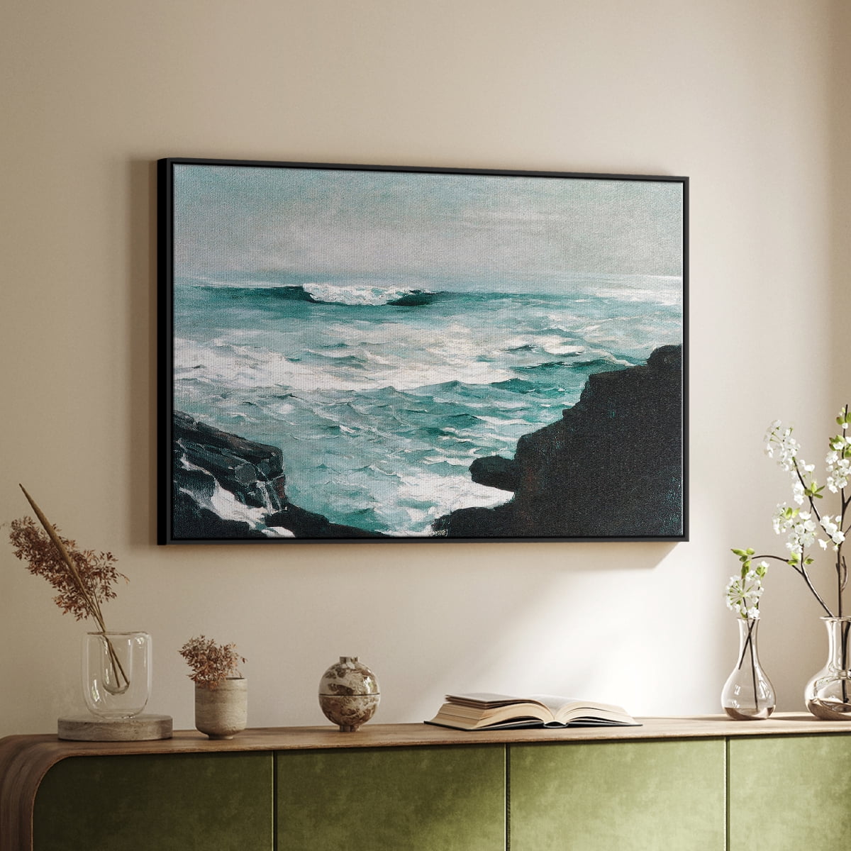 Vintage Landscape-CXXXVIII By Wexford Home Framed in Black Wood Gallery Wrapped Canvas 17 in. x 25 in.