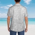 thumbnail image 4 of Fotbe Silver Glitter Camisa Hawaiana para Hombre Unisex – Camisa Casual de Verano con Botones de Manga Corta de Algodón y Lino,Medium, 4 of 7
