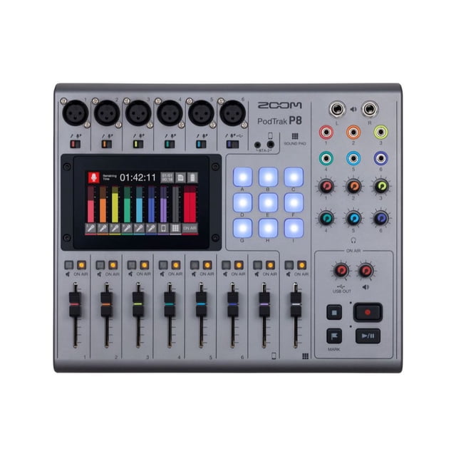 Grabadora P8 6 entradas XLR Phamtom SDXC hasta 512GB ZOOM Pantalla táctil LCD a todo color, Grabe hasta 13 pistas de forma simultánea