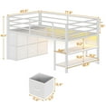 thumbnail image 2 of Afuhokles Twin Size Low Loft Bed, Metal Loft Bed with LED Lights and Open Storage Shelves, Safety Guardrail, White, 2 of 8