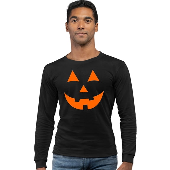 Adult Jack O Lantern Pumpkin Face Halloween Funny Long Sleeve T-Shirt