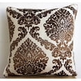 thumbnail image 2 of Pillow Cover, Brown Pillow Cases, Damask Pillow Cases, Pillow Covers 20x20 inch (50x50 cm), Floral Contemporary Pillow Covers, Square Burnout Velvet Pillows Cover - Damask Brown, 2 of 4