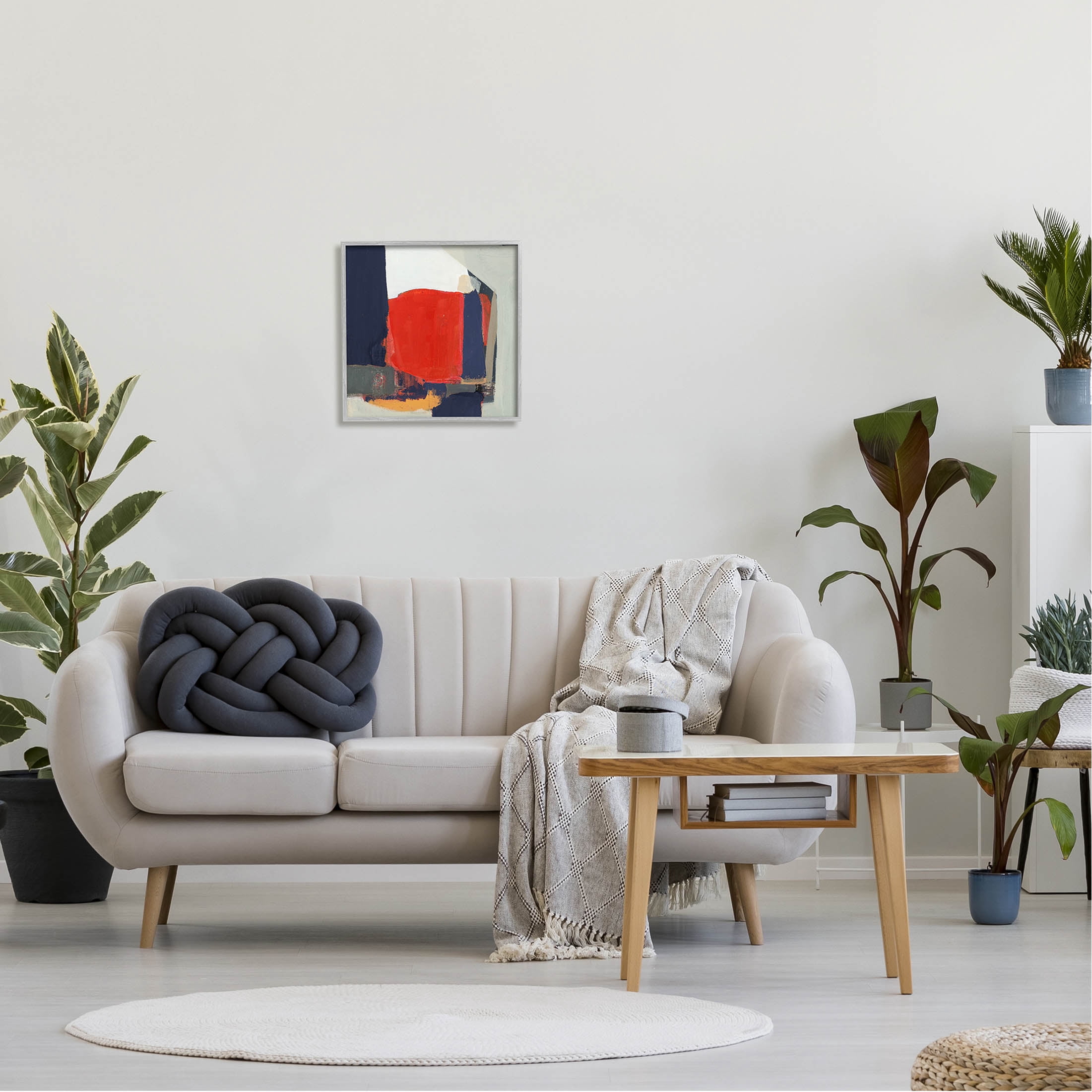 Stupell Industries Primary Blocked Geometric Shapes Painting Gray Framed Art Print Wall Art, Design by Terri Burris