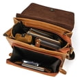 thumbnail image 4 of Bolso de hombro de cuero genuino para hombre Bolso cruzado de cuero de Caballo Loco Bolso de hombro con tapa abatible de piel de vaca de capa superior, 4 of 6