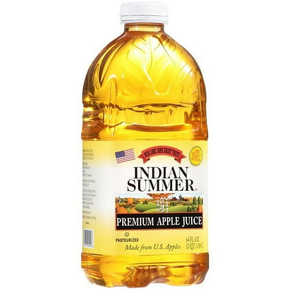 Indian Summer Premium Apple Juice, Made from Fresh Pressed Apples, 64 fl oz