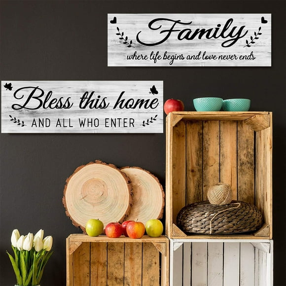 Xihbxyly Letrero de Madera para Pared, Decoración Rústica de Granja, Elegante Letrero de Madera, Decoración Versátil para Cocina y Sala de Estar, Ambiente Personalizado para El Hogar, 30 X 10 X 0,5 C