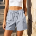 thumbnail image 5 of biudgviw Women's Sweat Shorts Elastic Waist Cargo Shorts Summer Casual Drawstring Shorts with Multi Pockets for Daily Wear, 5 of 7