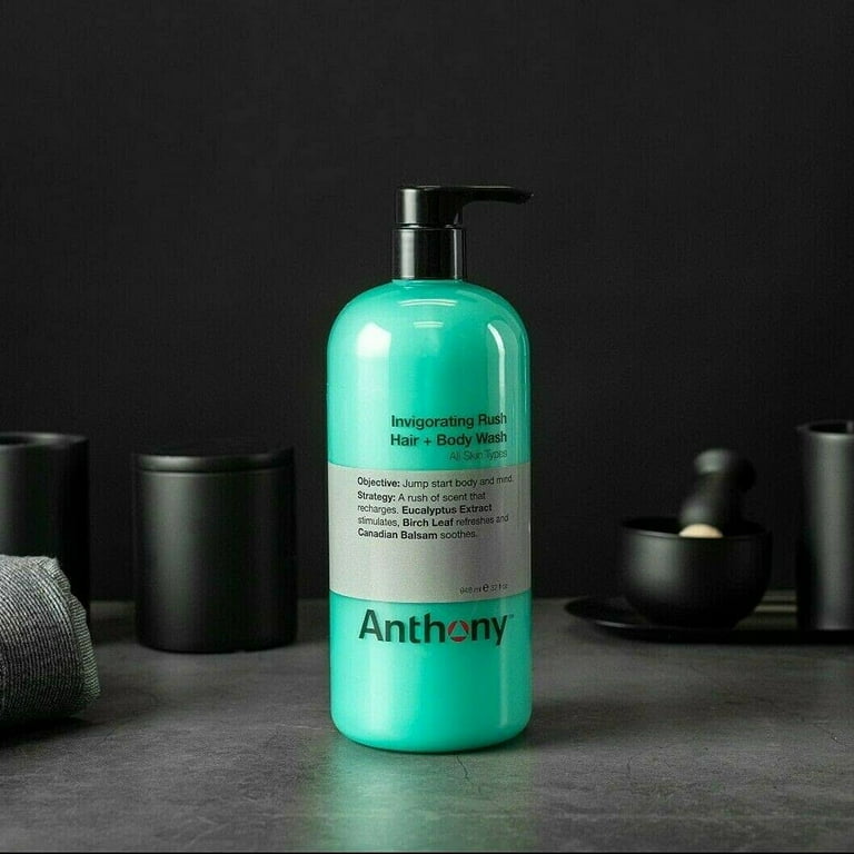 Anthony Mens Body Wash and Shampoo: Invigorating Rush 2-In-1