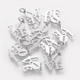 thumbnail image 2 of 10 dijes de acero inoxidable con la palabra LOVE - Pequeños colgantes planos de metal de 16x16x1 mm con orificio de 3 mm para joyería DIY, 2 of 2