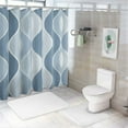 thumbnail image 6 of Shangniulu Grey Blue Geometric Shower Curtain, Waterproof Design and Polyester, Quick-Drying, Weighted Hem, Blue Fabric Shower Curtains Set for Bathroom, Durable and Washable with Hooks, 6 of 6