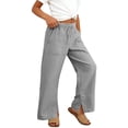 thumbnail image 2 of Bovxnpu Girls Cotton Casual Pants Long Pants For Middle And Large Children Versatile With Drawstring Pockets And Slits, 2 of 7