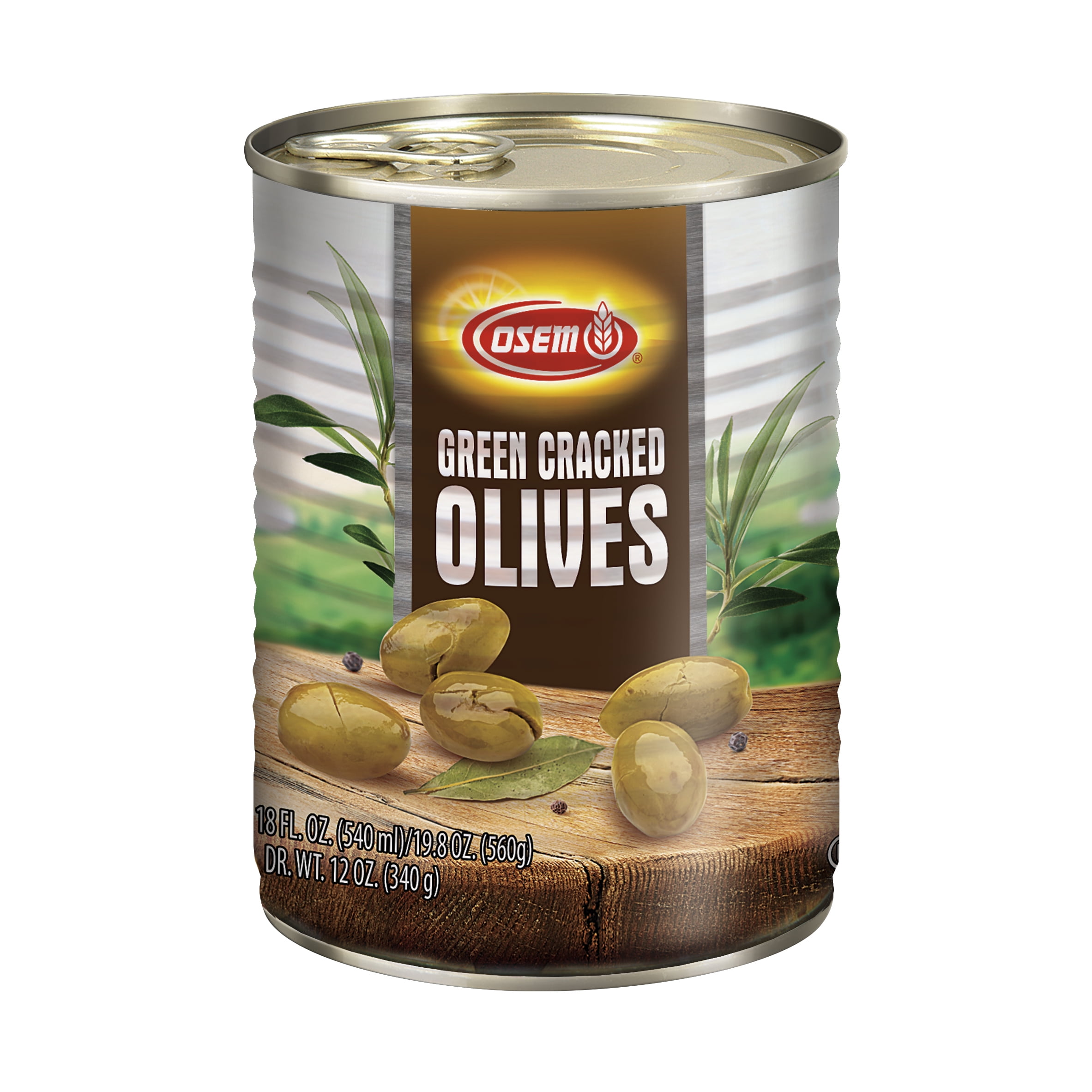 Osem Mediterranean Cracked Green Olives, 19.6 Ounce