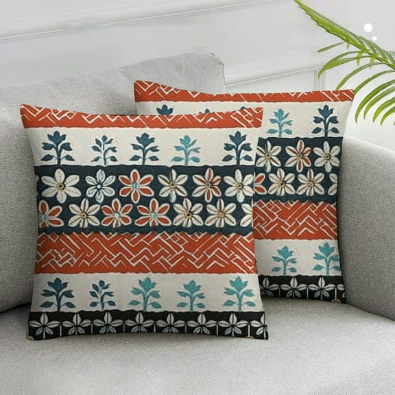 JRXY Outdoor Waterproof Throw Pillow Covers Boho Stripe Tribal Vingtage Lumbar Pillowcases Bohemian Style Pattern Decorative Pillows Cushion Case Patio Pillows for Couch Bed Garden 2pcs White