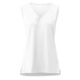 thumbnail image 4 of ClodeEU Women's V Neck Sleeveless Tank Top, Casual Loose Fit Summer Blouse, Soft Breathable Everyday Camisole White,Women's Plus L, 4 of 5