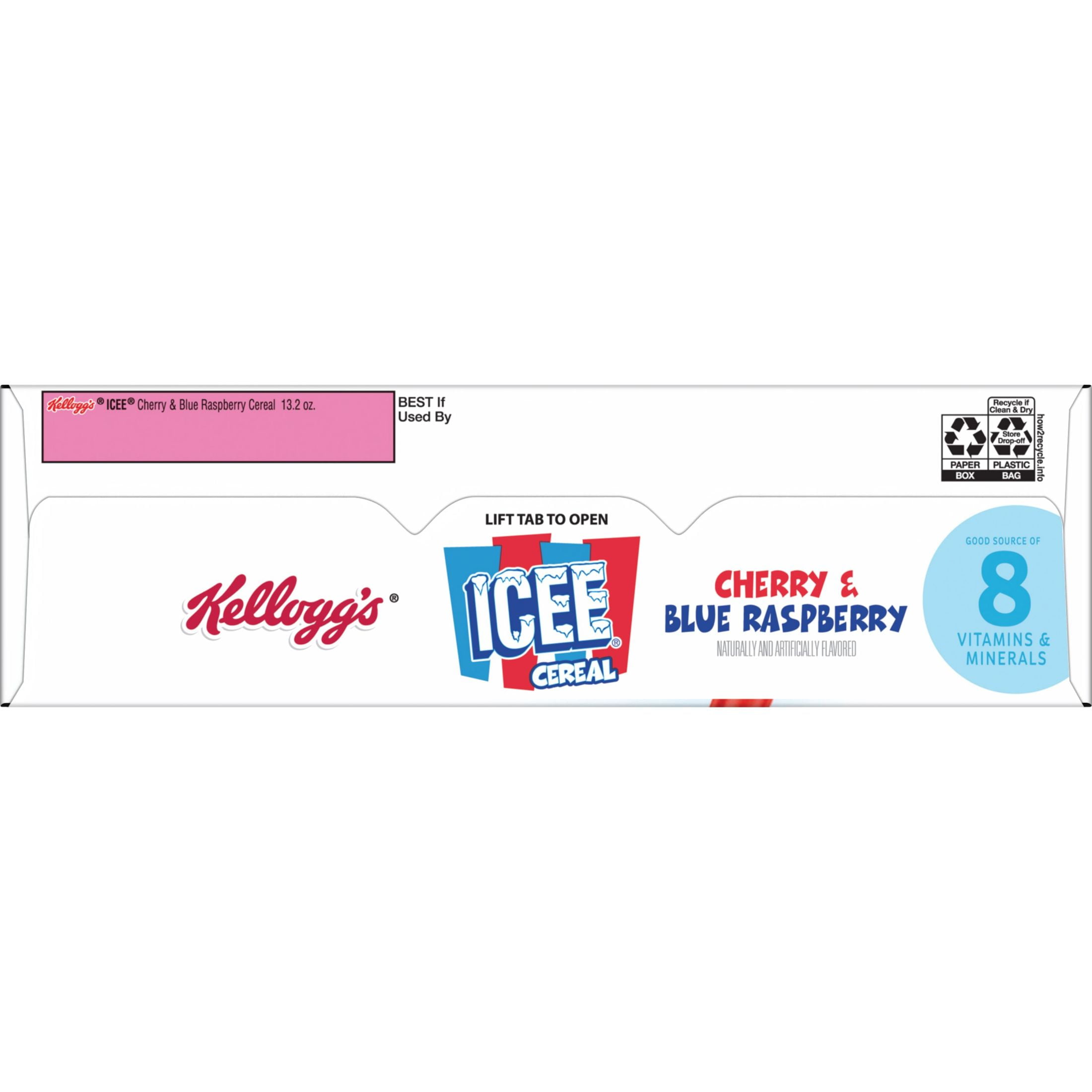 Kellogg's ICEE Breakfast Cereal, Kids Cereal, Family Breakfast, Family Size, Cherry and Blue Raspberry, 13.2oz Box (1 Box)