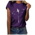 thumbnail image 1 of Fgnfyis Hauts pour Femmes T-Shirt Décontracté à Lettres Col Rond Manches Courtes Tunique T-Shirts pour Femmes Violet m, 1 of 4