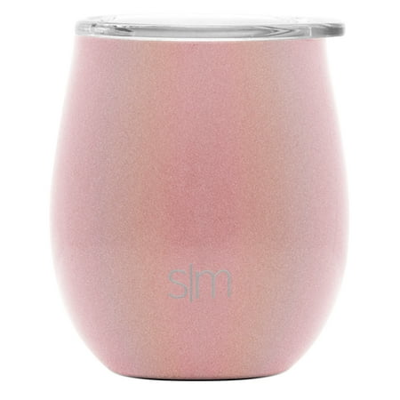 Simple Modern Spirit 8oz Wine Tumbler Glass with Lid - Vacuum Insulated Stemless 18/8 Stainless Steel Wine Cup Shimmer: Rose Quartz