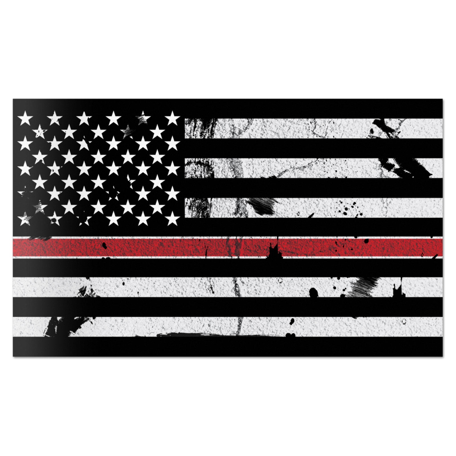American Flag Distressed Thin Red Line Wall Graphic Extra Large