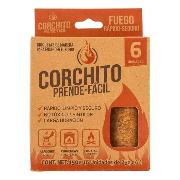 Briquetas de Madera Corchito para encender el Fuego 6 piezas