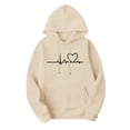 thumbnail image 4 of Ounisa Women's Thick Fleece Heart Print Long Sleeve Hooded Sweatshirt, Plush Warm Pullover with Soft Lining for Winter Comfort, 4 of 9