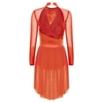 thumbnail image 2 of Aislor Womens Contemporary Lyrical Dance Long Sleeve Rhinestone Backless Ballet Dancewear Leotard Dress Orange XXL, 2 of 7
