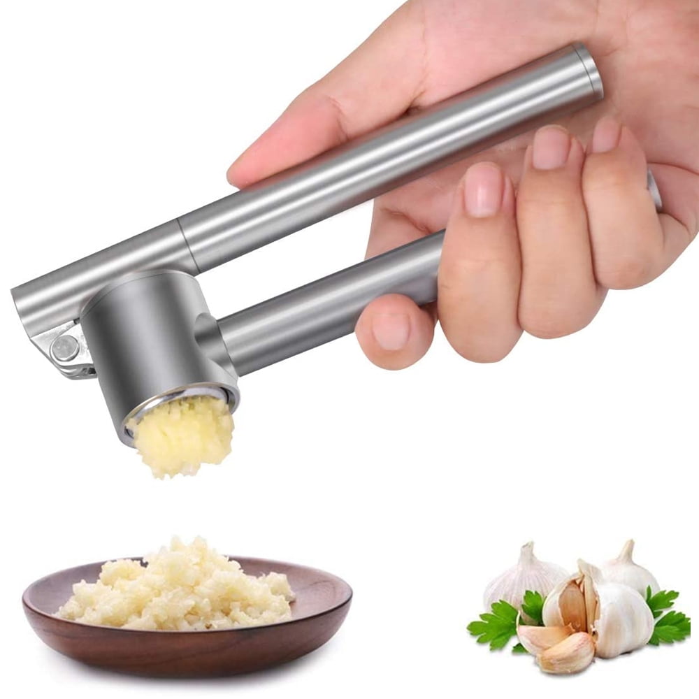 Garlic Press Mincer, 304 Stainless Steel Garlic Crusher & Peeler Set