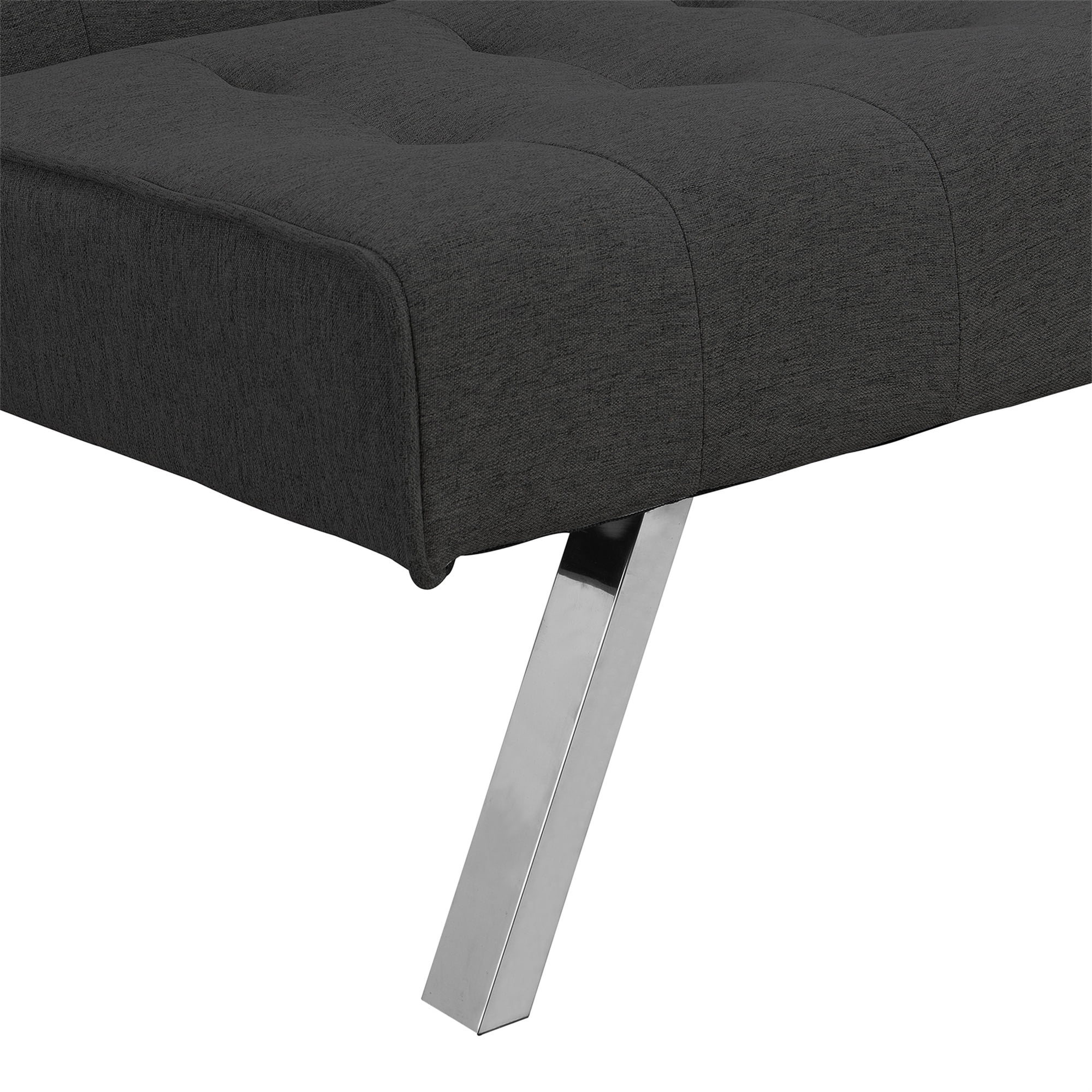 Aukfa 67" Tufted Futon Convertible Sofa Bed Separate Back Chaise Couch for Home Office, Linen, Black