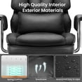 thumbnail image 5 of edx Executive Home Office Desk Chair, Ergonomic Big Tall High Back with Footrest & Lumbar Support, Reclining Comfy PU Leather Computer Gaming Chair with Swivel Wheels, Height Adjustable, Black, 5 of 9