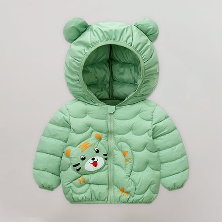 

TUOBARR Cute Baby Girls Jacket Kids Boys Light Down Coats With Ear Hoodie Spring Girl Clothes Infant Children s Clothing For Boys Coat Green (1-5Years)