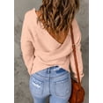 thumbnail image 4 of Asyoly Women Sexy Cross Wrap Sweaters V Neck Long Sleeve Solid Color Asymmetric Hem Backless Knitted Pullover Elegant Jumper Tops, 4 of 6