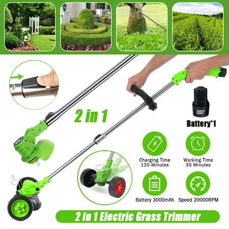 

YouLoveIt Electric Weed Eater Cordless Weed Wacker Battery Powered 12V/24V Electric String Trimmer Edge Lawn Tool Weed Whacker with Battery & Charger Cordless String Cutter
