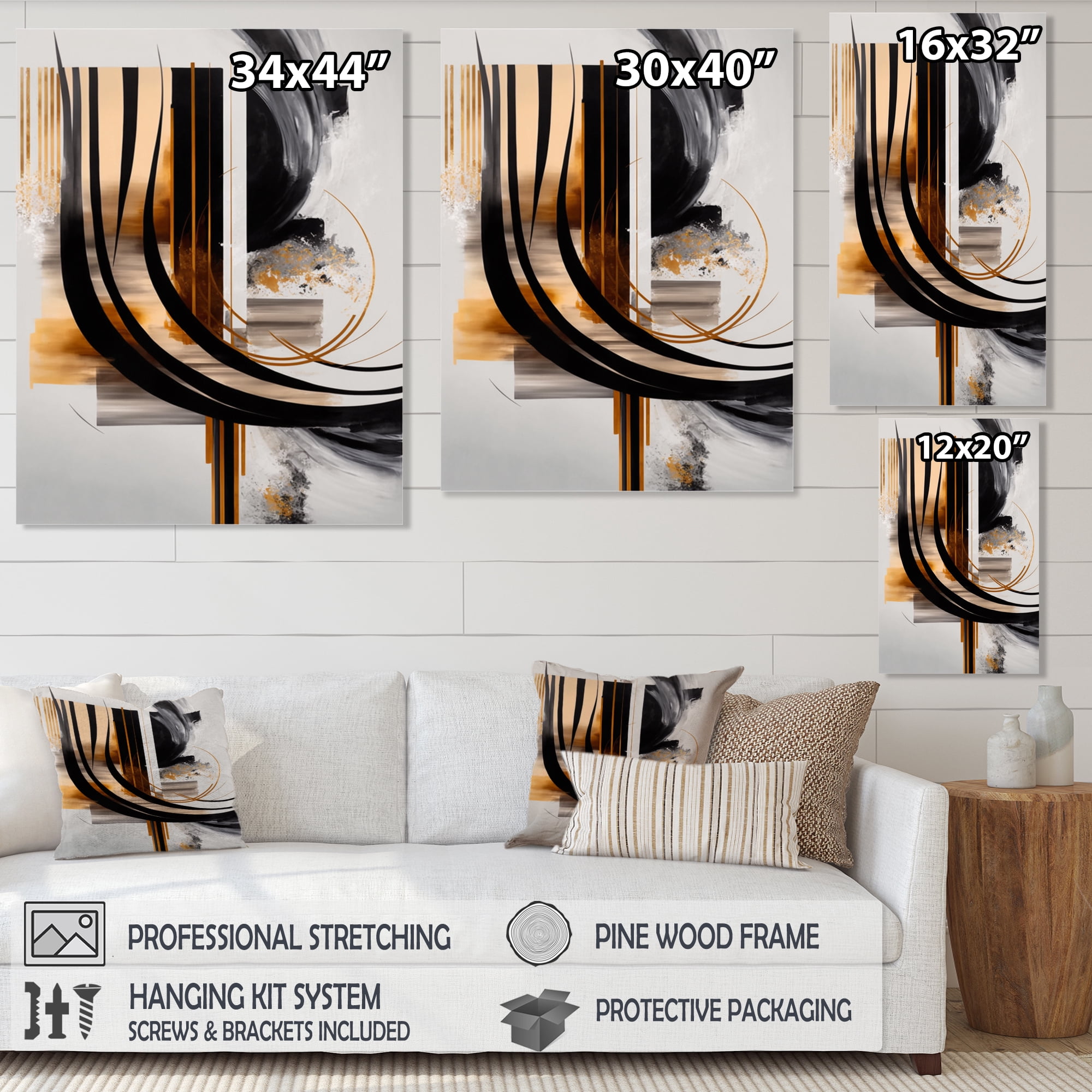 Designart Gold Touch Art Deco III Canvas Wall Art