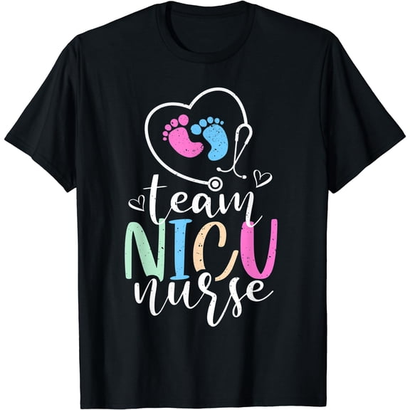 Neonatal NICU Nurse Tee Team Tiny Humans RN Nursing Newborn T-Shirt Black Large