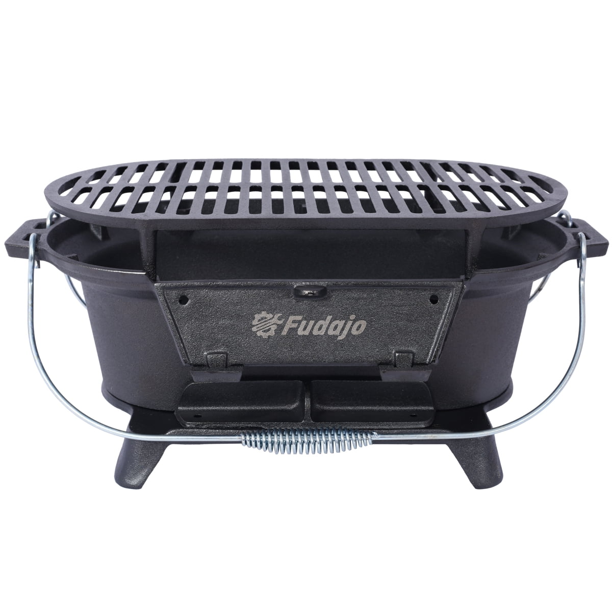 Oval Cast Iron Grill Outdoor, Portable Charcoal Grill and Tabletop Cast Iron Skillet - 100% Cast Iron, Durable, Small Charcoal Grill, Camping Stove, Hibachi Grill