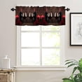 thumbnail image 3 of Red Rose Flowers and Wine Kitchen Window Valance, Red Wine Bottle Glass of Wine Candle and Roses on Wooden Background Rod Pocket Curtains, for Bedroom Living Room Kitchen Cafe 1 Panels W54xL18in, 3 of 4
