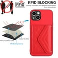 thumbnail image 3 of Allytech iPhone 15 Plus Wallet Case with Hand Wrist, PU Leather RFID Blocking Cards Slots Shockproof Stand Feature Bumper Magnetic Closure Slim Shell Phone Case for Apple iPhone 15 Plus, Red, 3 of 7